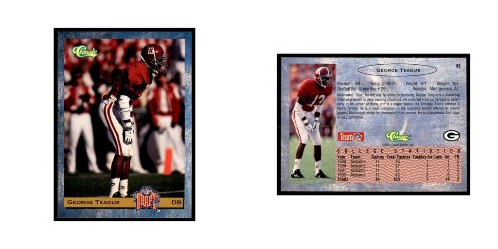 1993 Classic Draft George Teague Football Cards #95