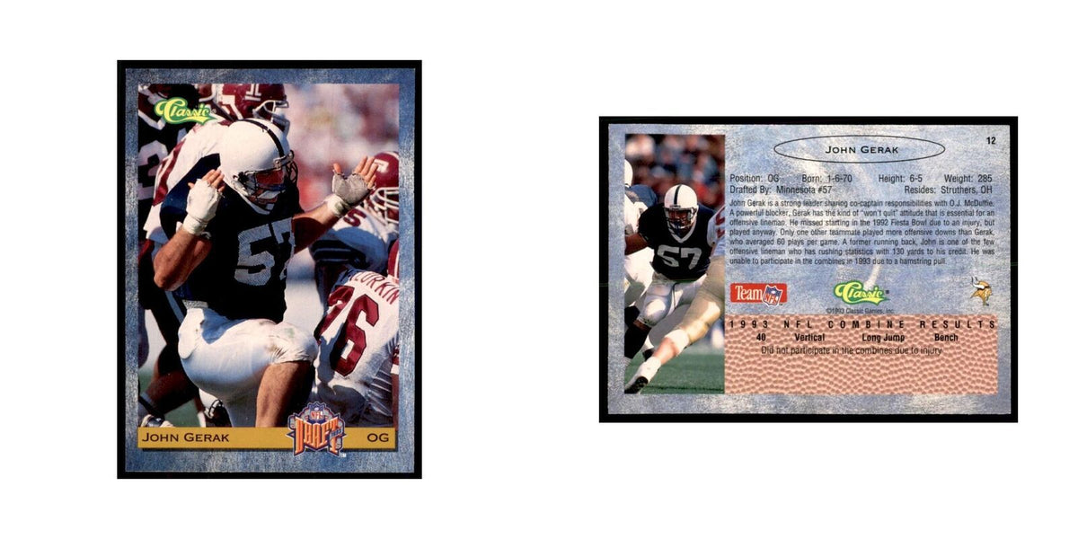 1993 Classic Draft John Gerak Football Cards #12