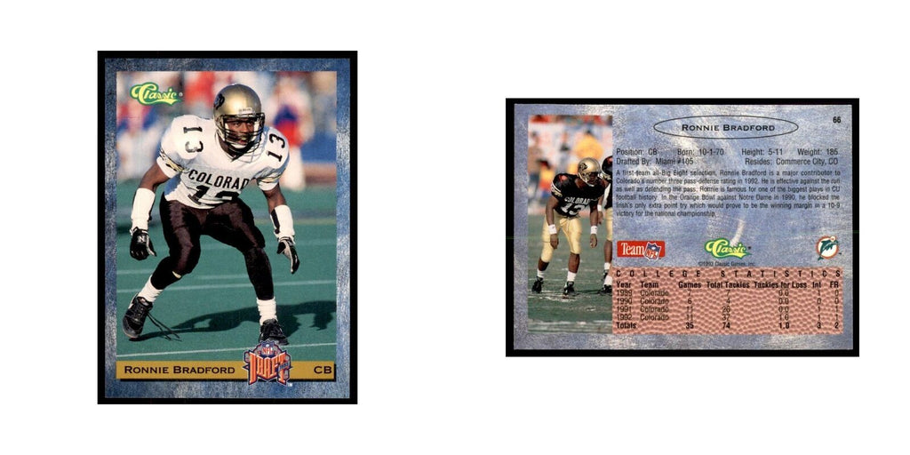 1993 Classic Draft Ronnie Bradford Football Cards #66