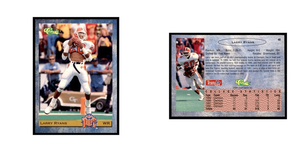 1993 Classic Draft Larry Ryans Football Cards #49