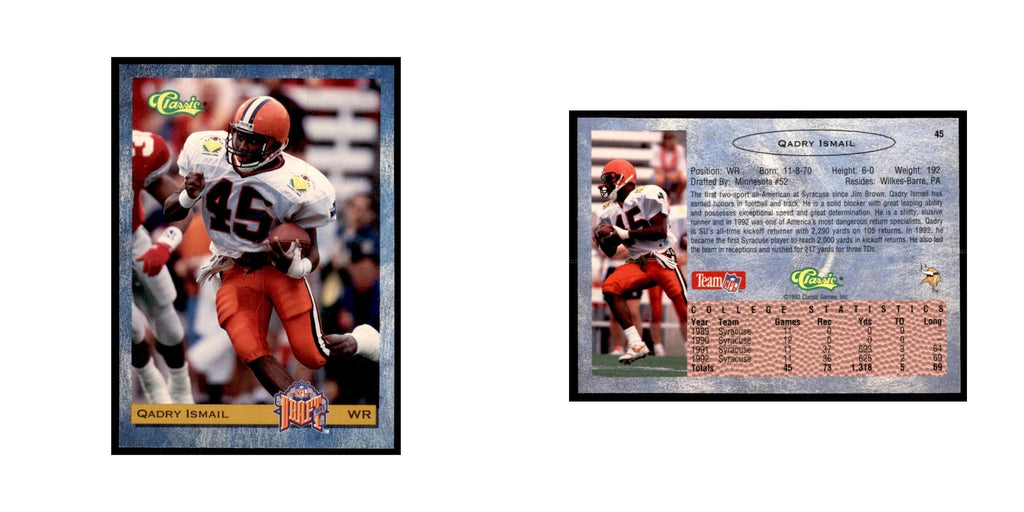 1993 Classic Draft Qadry Ismail Football Cards #45