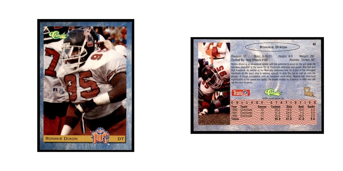1993 Classic Draft Ron Dixon Football Cards #62