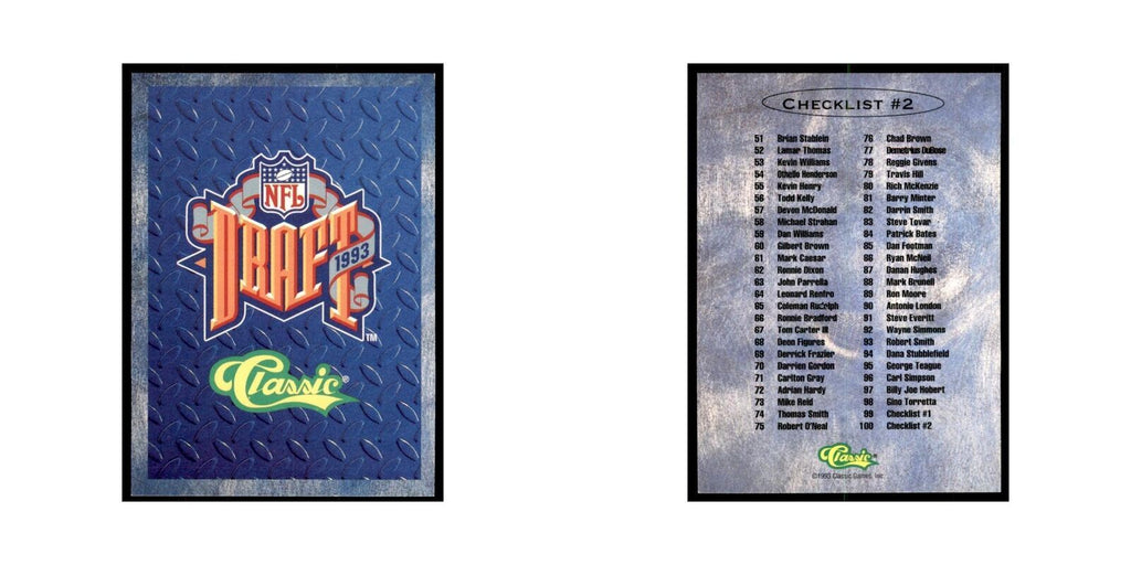 1993 Classic Draft Brian Stablein Football Cards #nan