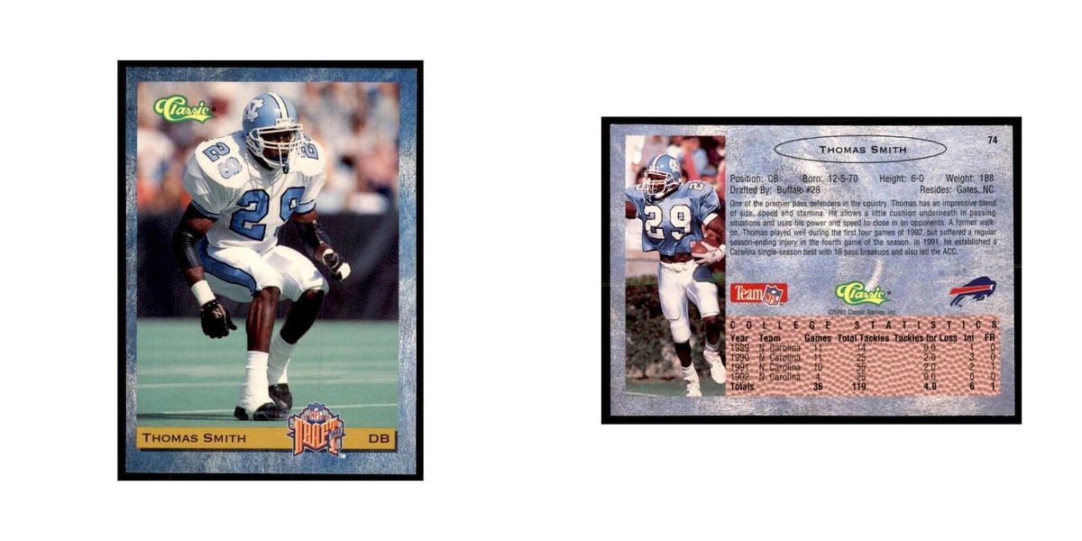 1993 Classic Draft Thomas Smith Football Cards #74