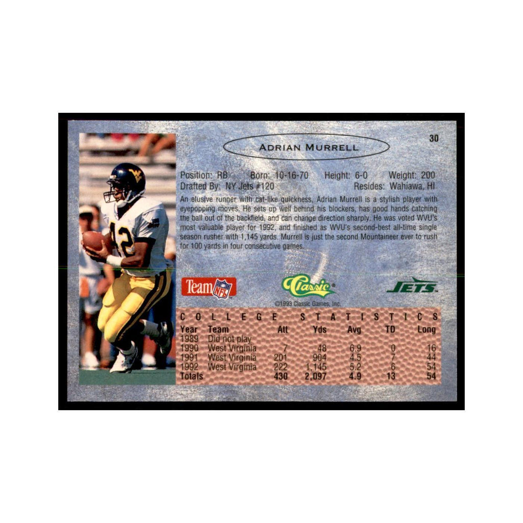 1993 Classic Draft Adrian Murrell Football Cards #30