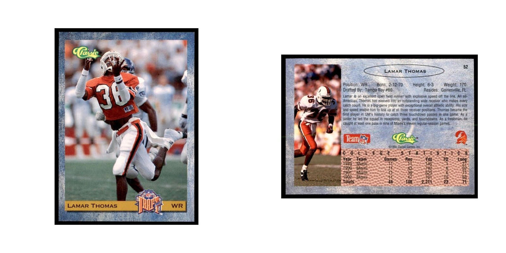 1993 Classic Draft Lamar Thomas Football Cards #52