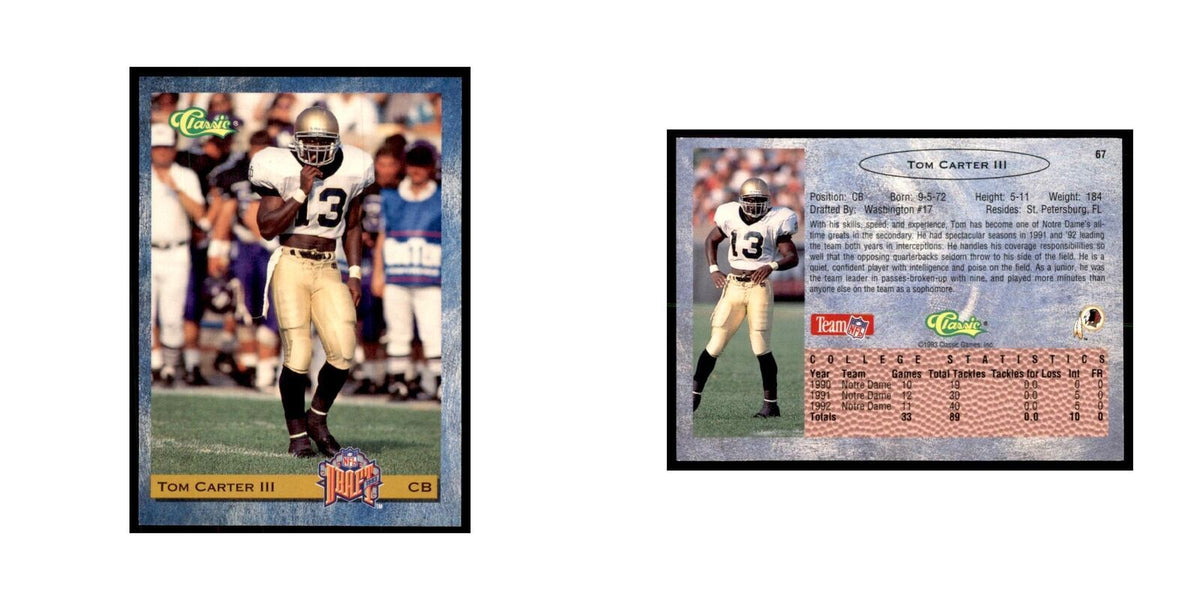 1993 Classic Draft Tom Carter Football Cards #67