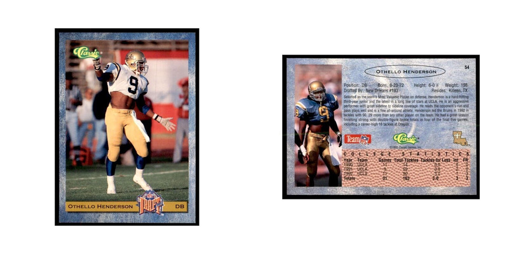 1993 Classic Draft Othello Henderson Football Cards #54