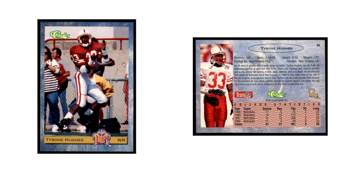 1993 Classic Draft Tyrone Hughes Football Cards #44