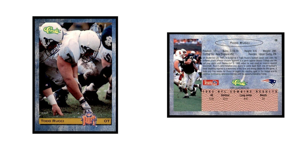 1993 Classic Draft Todd Rucci Football Cards #19