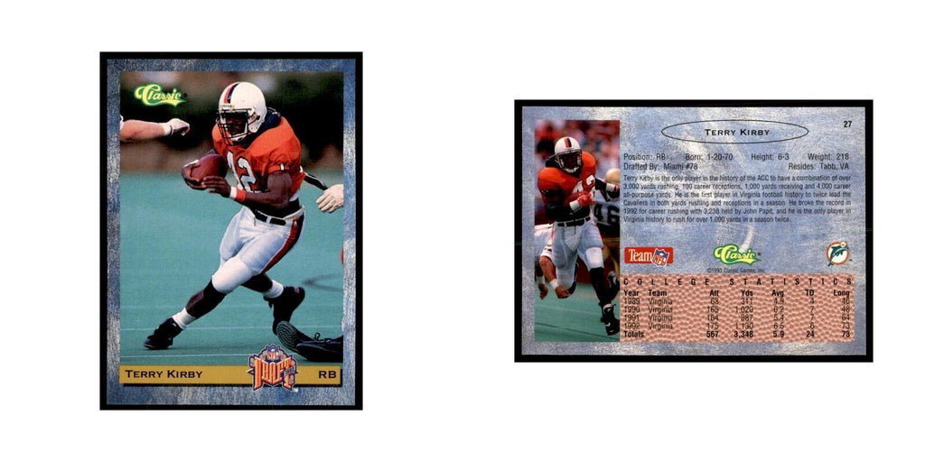 1993 Classic Draft Terry Kirby Football Cards #27