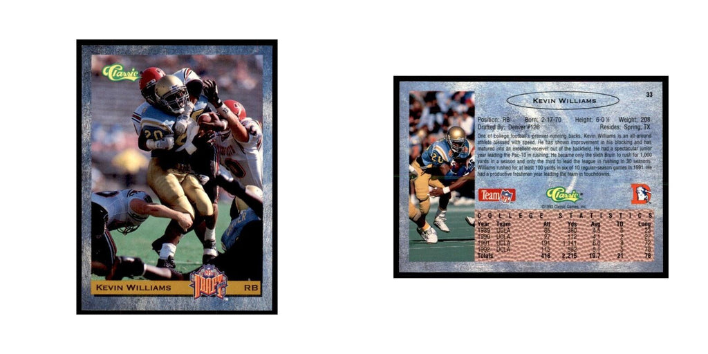 1993 Classic Draft Kevin Williams Football Cards #33