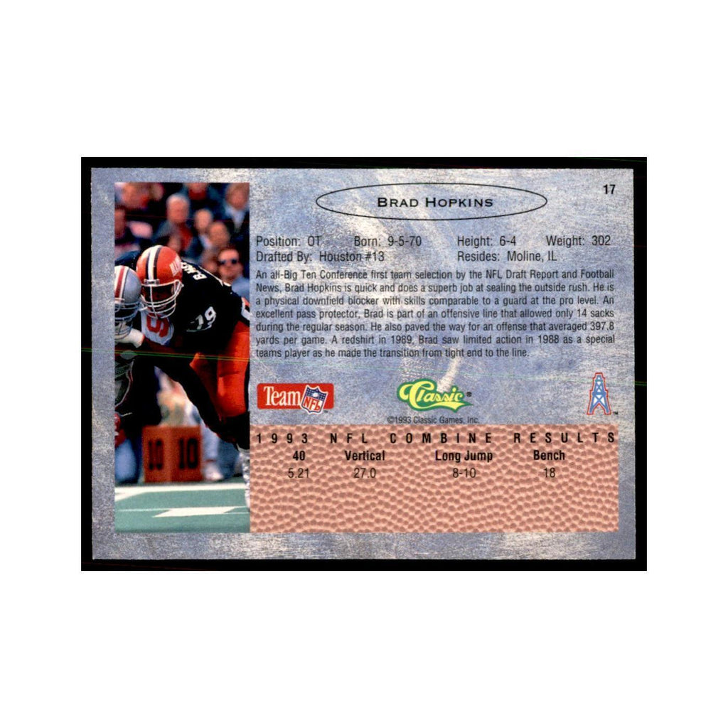 1993 Classic Draft Brad Hopkins Football Cards #17