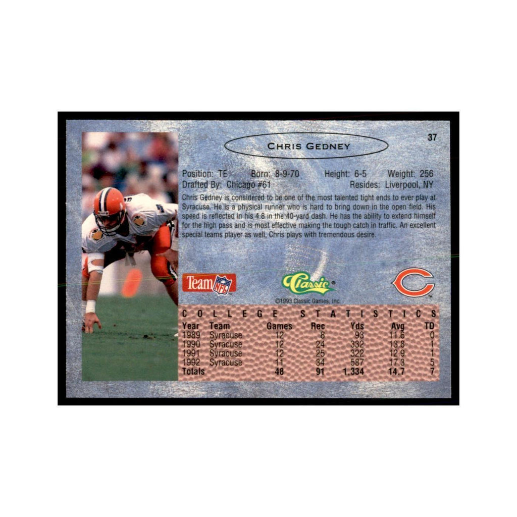 1993 Classic Draft Chris Gedney Football Cards #37