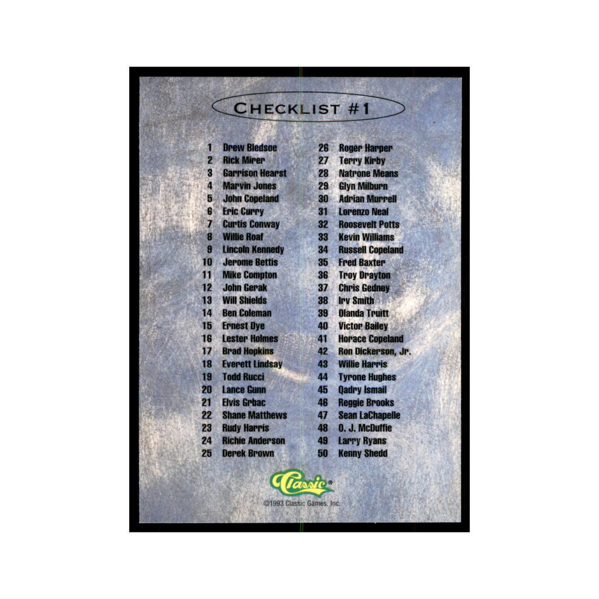 1993 Classic Draft Checklist #1 Football Cards #nan