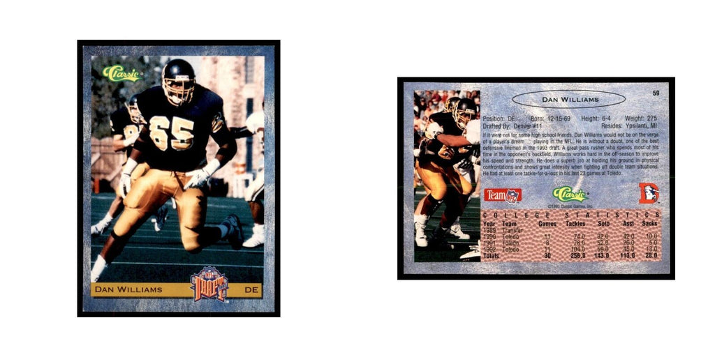 1993 Classic Draft Dan Williams Football Cards #59