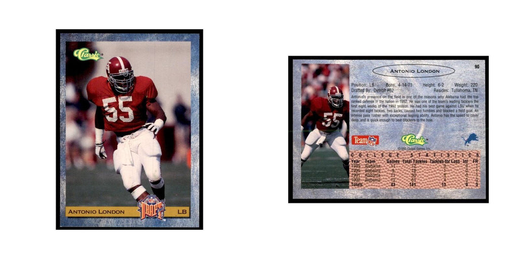 1993 Classic Draft Antonio London Football Cards #90