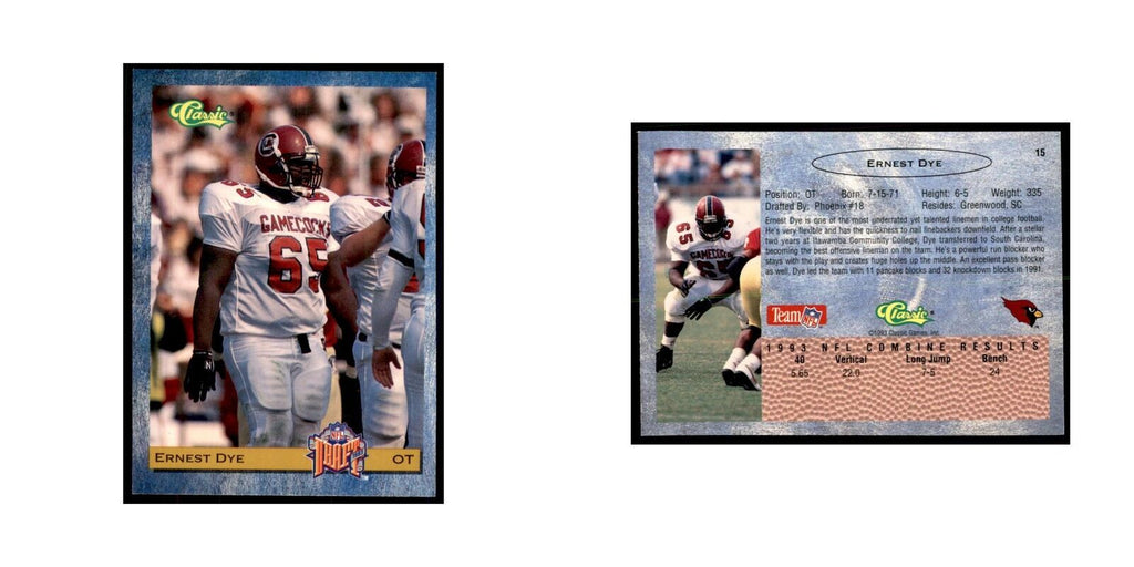 1993 Classic Draft Ernest Dye Football Cards #15