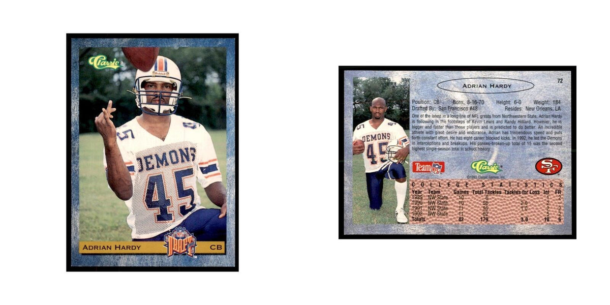 1993 Classic Draft Adrian Hardy Football Cards #72