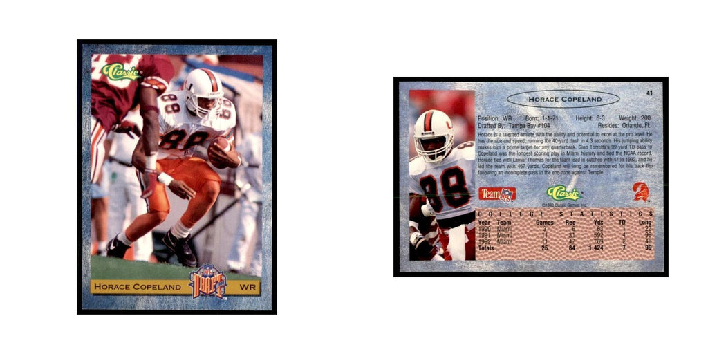 1993 Classic Draft Horace Copeland Football Cards #41