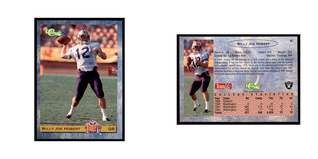 1993 Classic Draft Billy Joe Hobert Football Cards #97