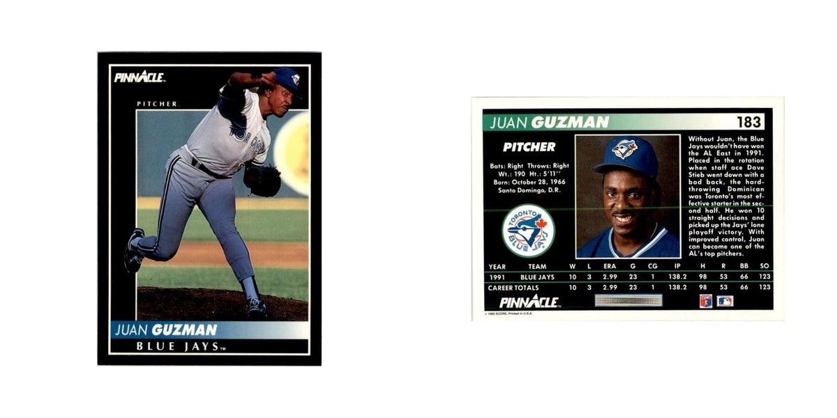 1992 Pinnacle Juan Guzman Baseball Cards #183
