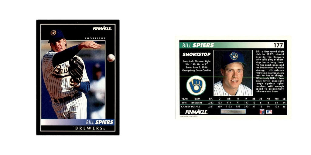 1992 Pinnacle Bill Spiers Baseball Cards #177