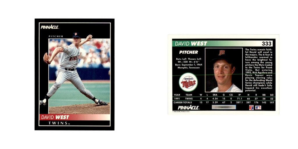 1992 Pinnacle David West Baseball Cards #333