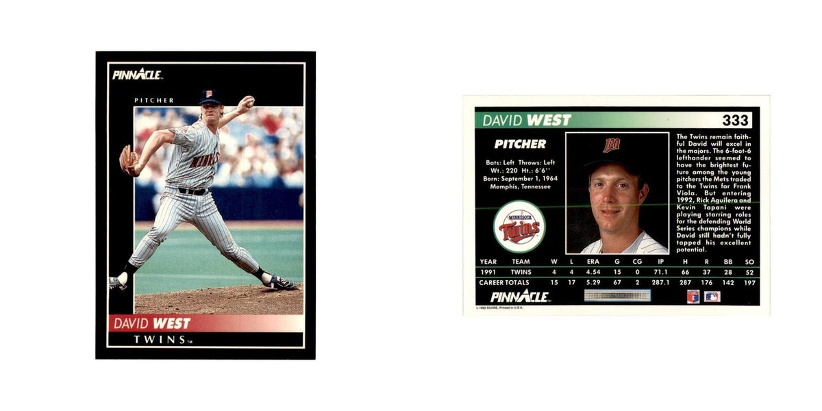 1992 Pinnacle David West Baseball Cards #333