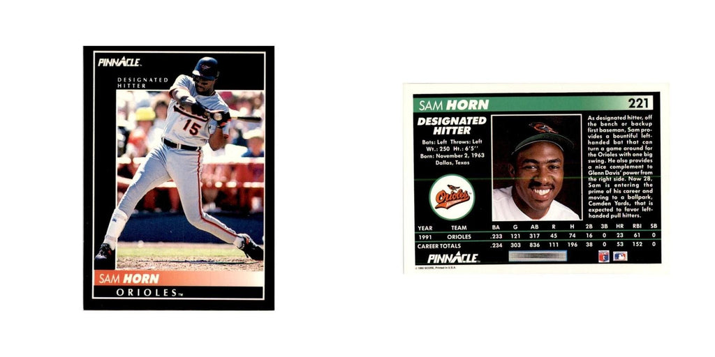 1992 Pinnacle Sam Horn Baseball Cards #221