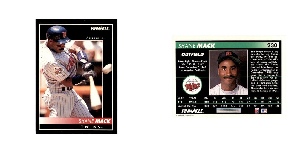1992 Pinnacle Shane Mack Baseball Cards #230