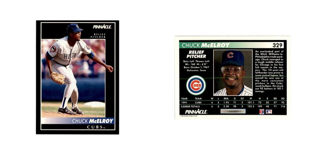 1992 Pinnacle Chuck McElroy Baseball Cards #329