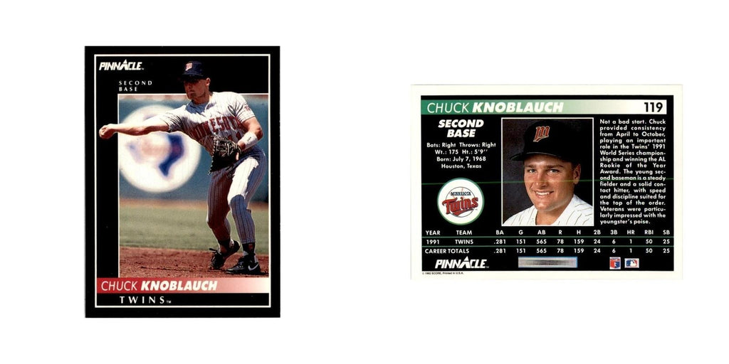 1992 Pinnacle Chuck Knoblauch Baseball Cards #119