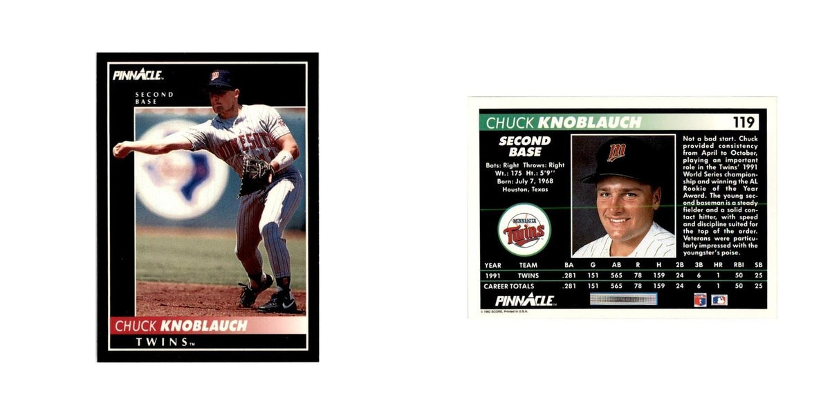 1992 Pinnacle Chuck Knoblauch Baseball Cards #119