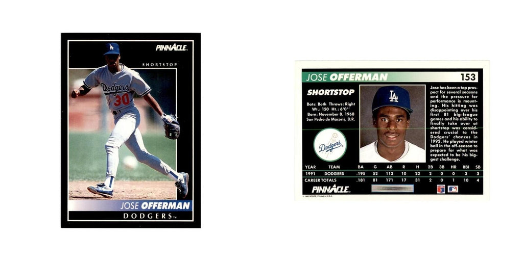 1992 Pinnacle Jose Offerman Baseball Cards #153