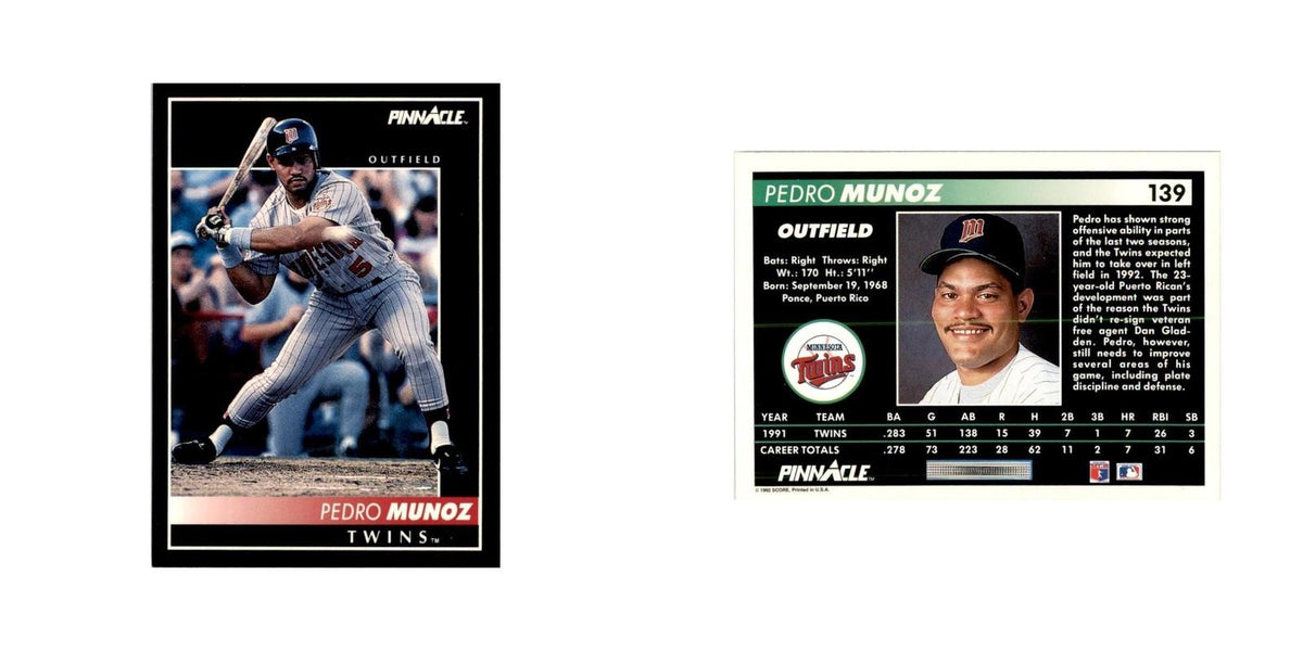 1992 Pinnacle Pedro Munoz Baseball Cards #139