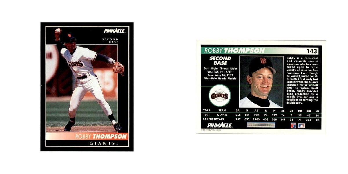 1992 Pinnacle Robby Thompson Baseball Cards #143