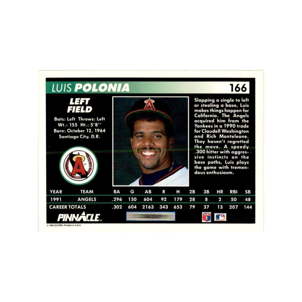 1992 Pinnacle Luis Polonia Baseball Cards #166