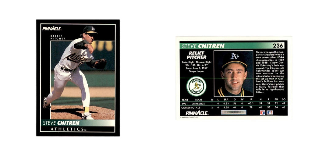 1992 Pinnacle Steve Chitren Baseball Cards #236