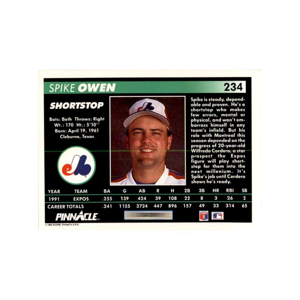 1992 Pinnacle Spike Owen Baseball Cards #234