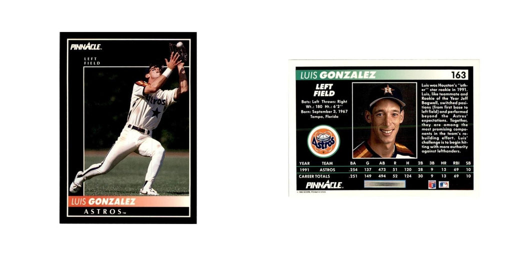 1992 Pinnacle Luis Gonzalez Baseball Cards #163