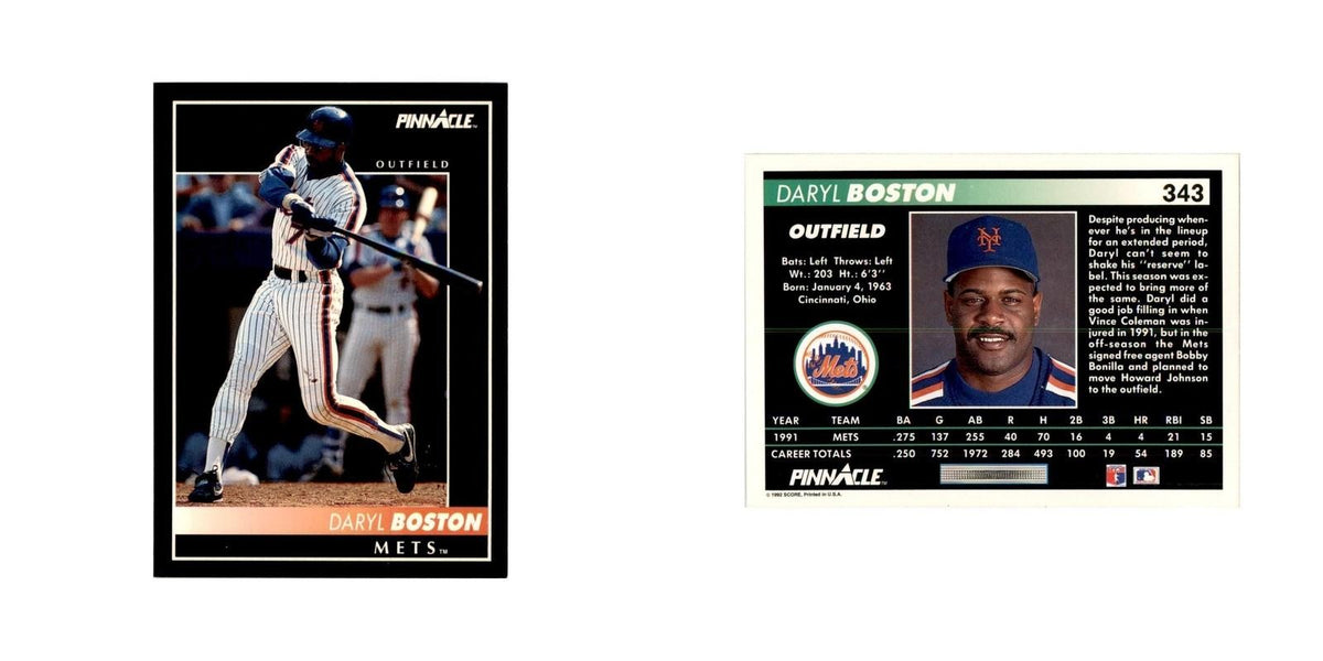1992 Pinnacle Daryl Boston Baseball Cards #343