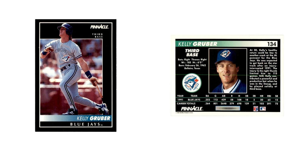 1992 Pinnacle Kelly Gruber Baseball Cards #134