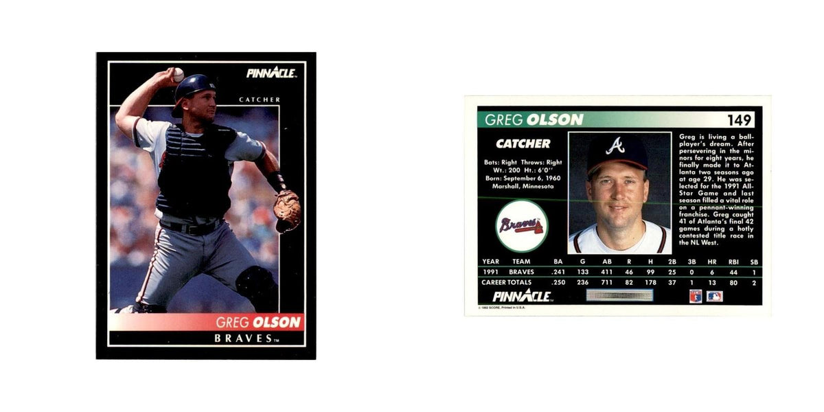 1992 Pinnacle Greg Olson Baseball Cards #149