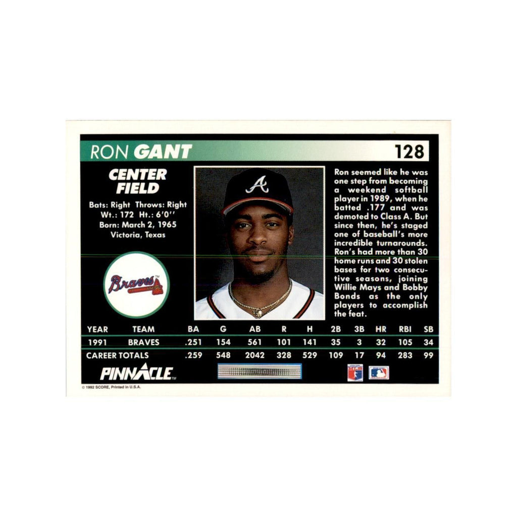 1992 Pinnacle Ron Gant Baseball Cards #128