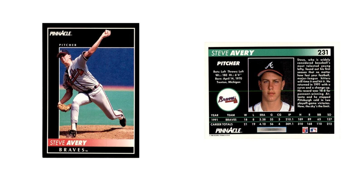 1992 Pinnacle Steve Avery Baseball Cards #231