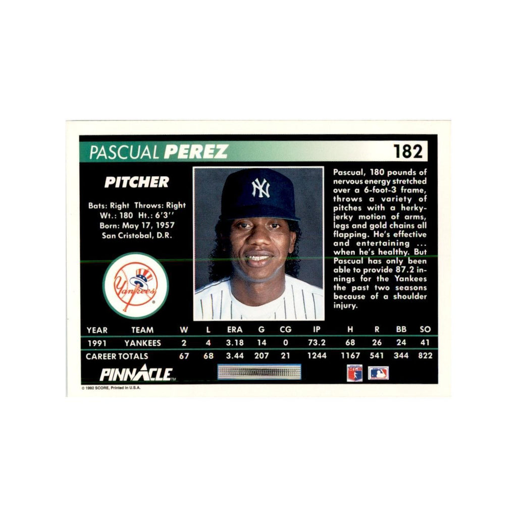 1992 Pinnacle Pascual Perez Baseball Cards #182