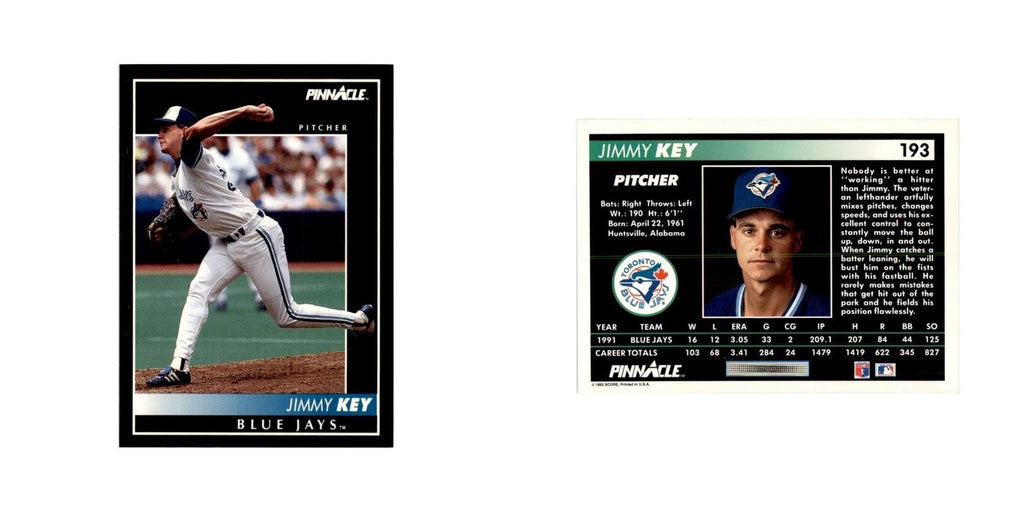 1992 Pinnacle Jimmy Key Baseball Cards #193