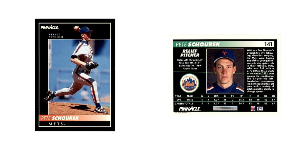 1992 Pinnacle Pete Schourek Baseball Cards #141
