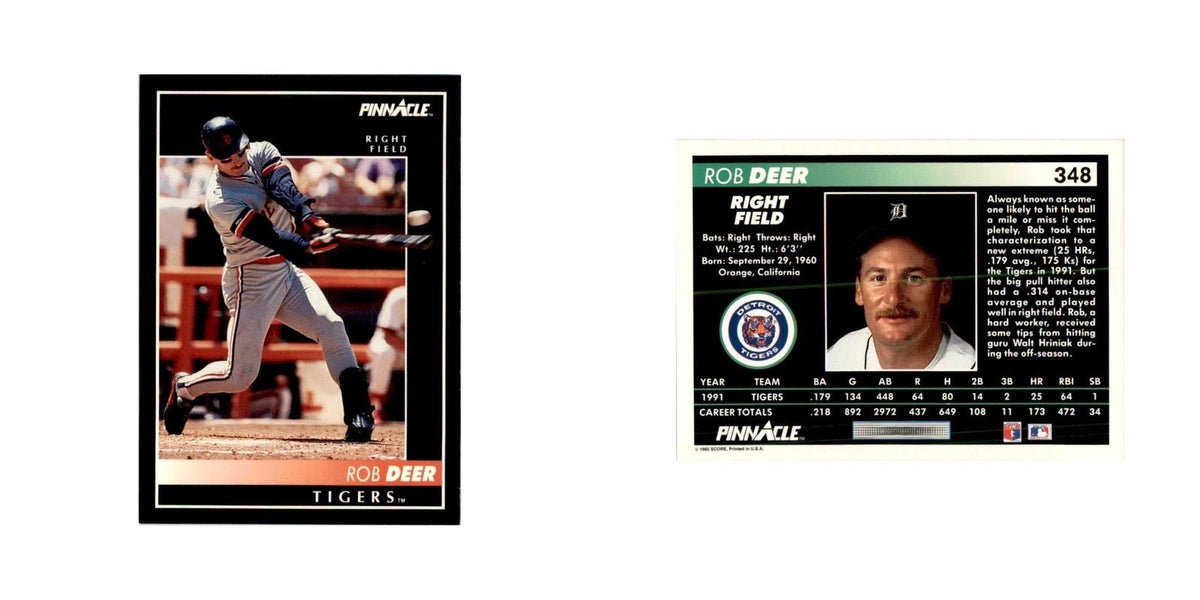 1992 Pinnacle Rob Deer Baseball Cards #348